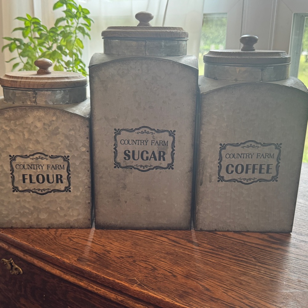 Metal Canister Set - Silver